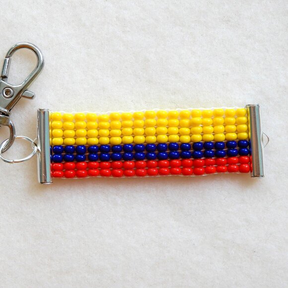 Colombia Colombian flag bead keychain/bag charm, handmade, Bogota - Picture 3 of 5